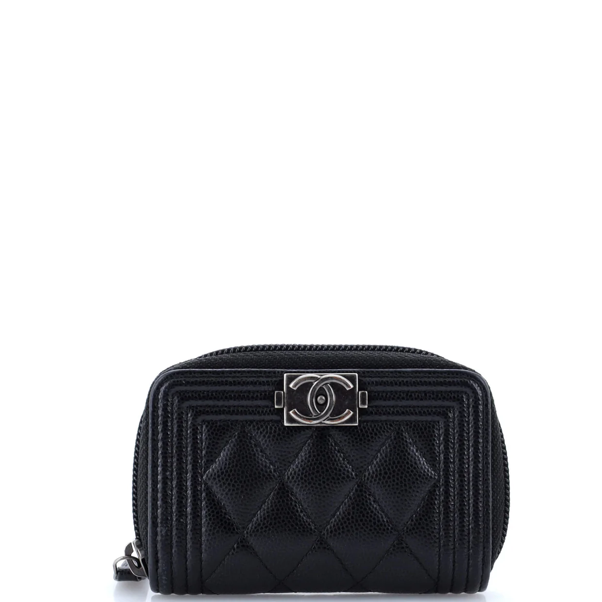 Boy Zip Coin Purse Quilted Caviar Small - Deep Luxury