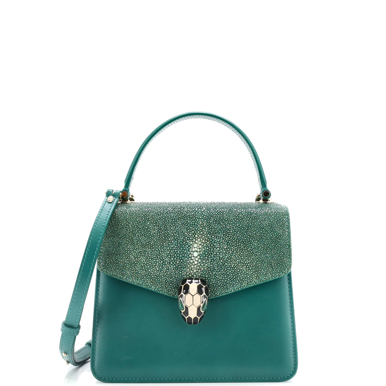 Serpenti Forever Top Handle Bag Leather and Stingray Small - Deep Luxury