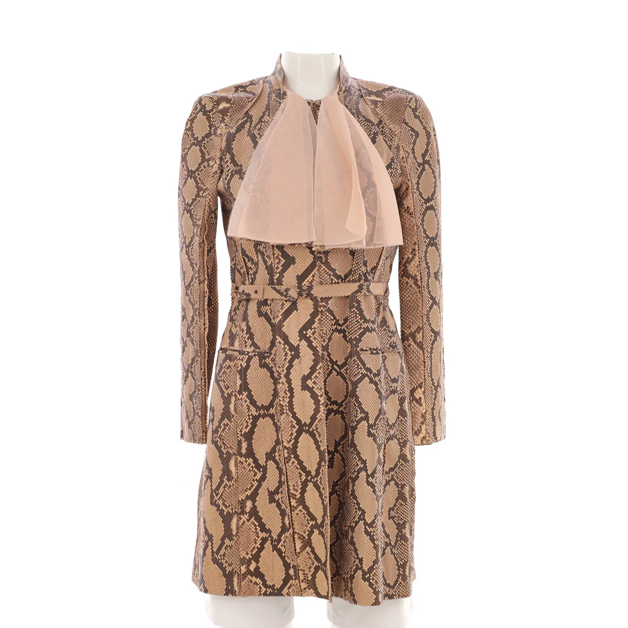 Women's Belted Button Up Coat Python - Deep Luxury