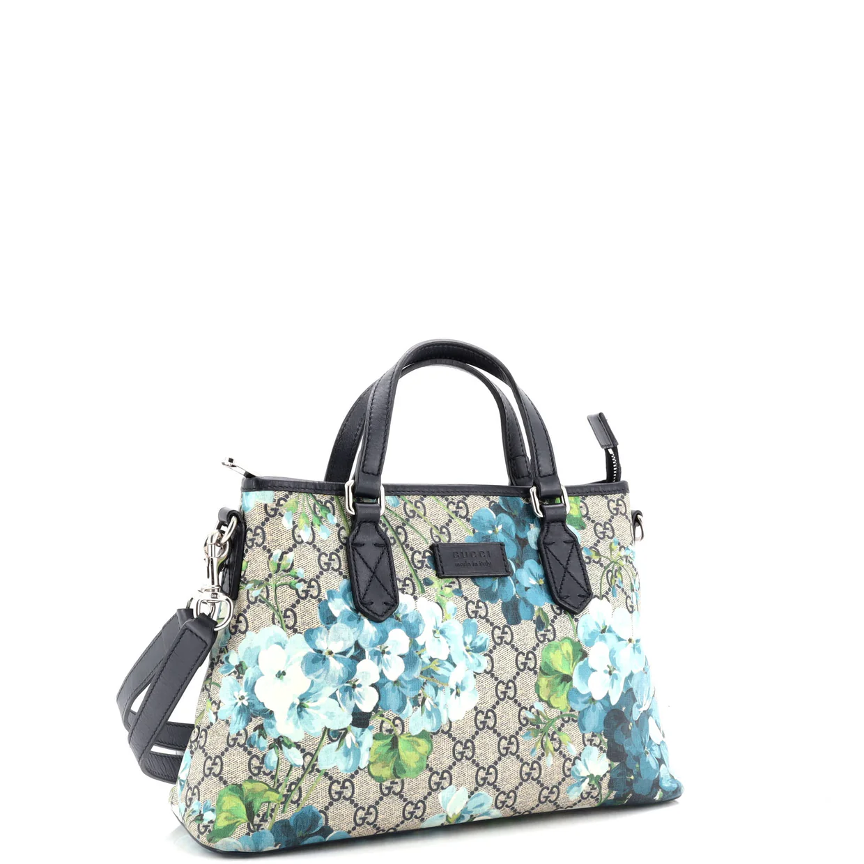 Convertible Zip Tote Blooms Print GG Coated Canvas Medium - Deep Luxury