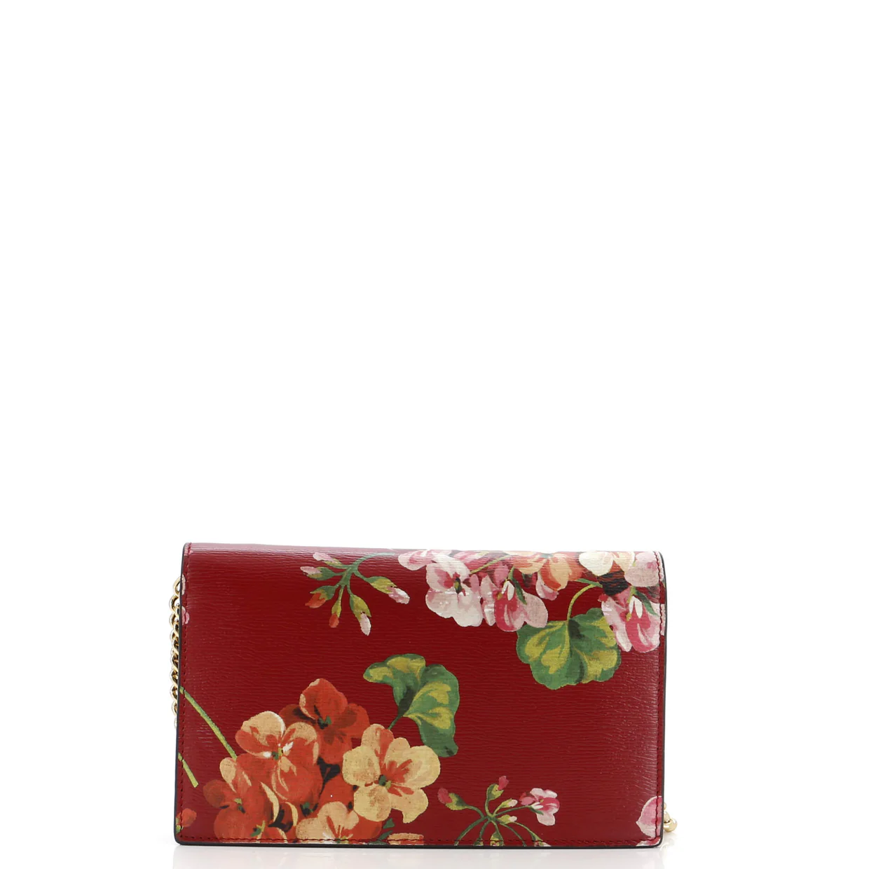 Icon Wallet on Chain Blooms Print Leather - Deep Luxury