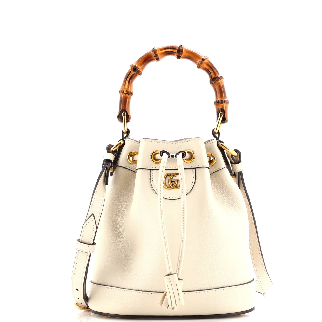 Diana NM Bamboo Drawstring Bucket Bag Leather Mini - Deep Luxury