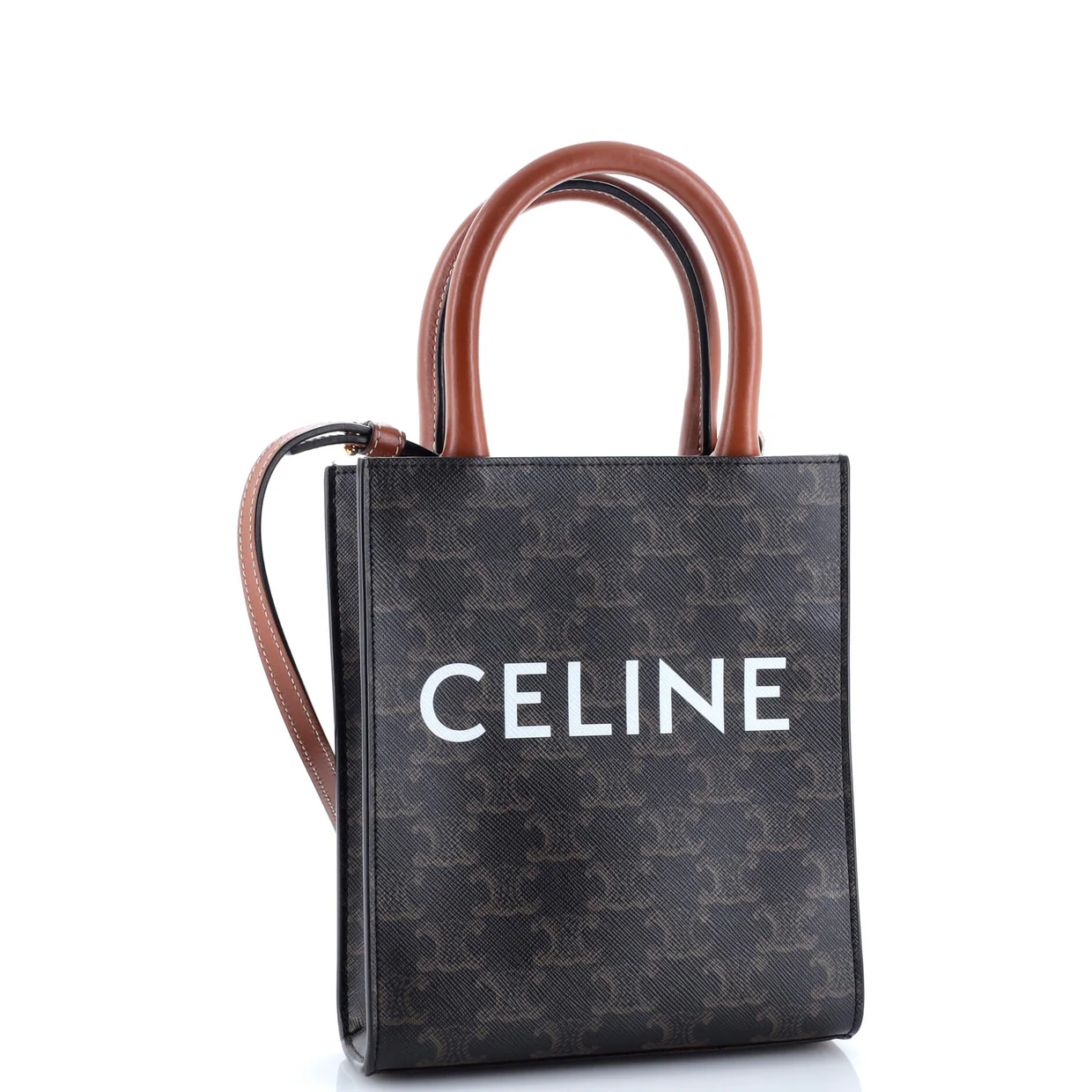Vertical Cabas Tote Triomphe Coated Canvas Mini - Deep Luxury