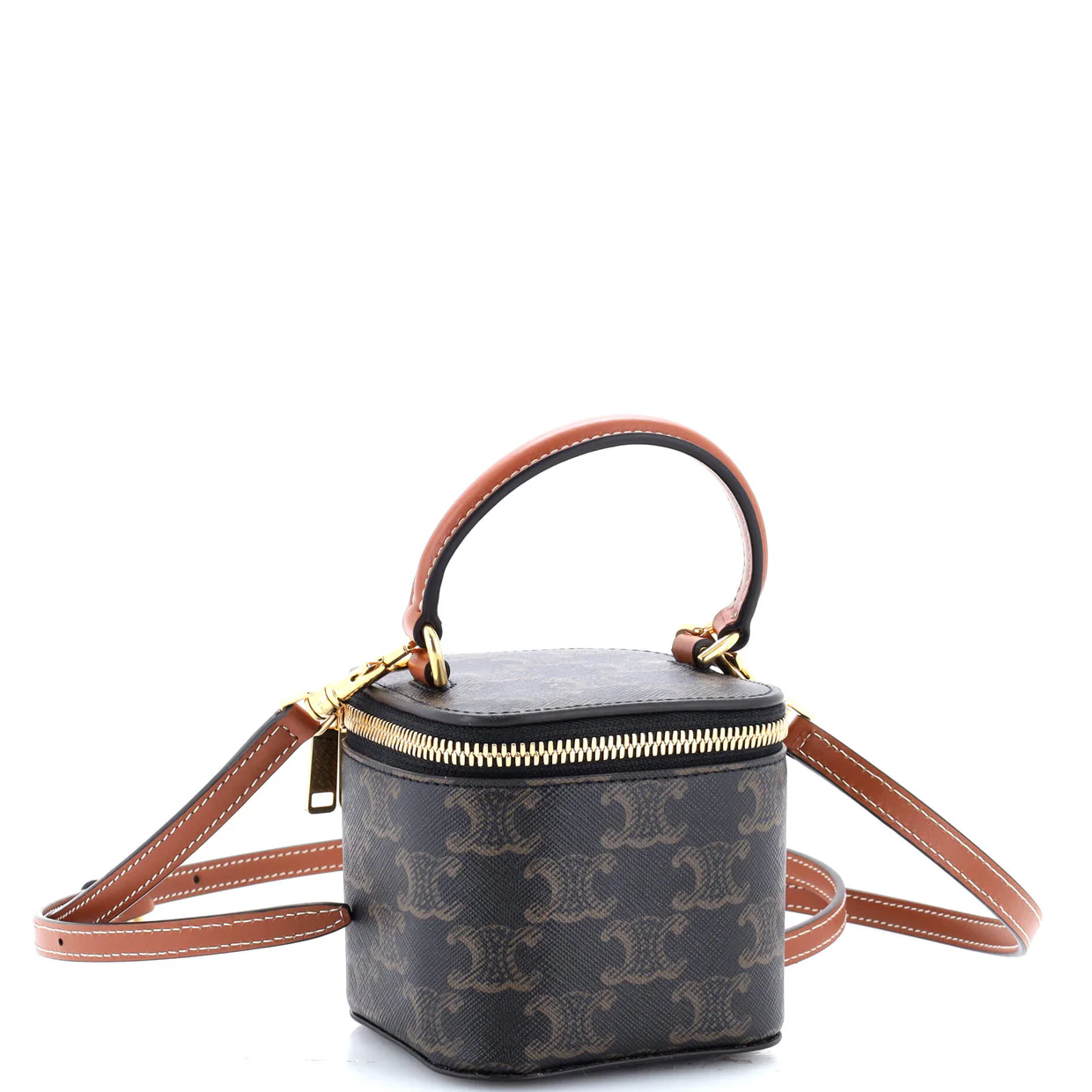 Top Handle Square Vanity Case Triomphe Coated Canvas Mini - Deep Luxury