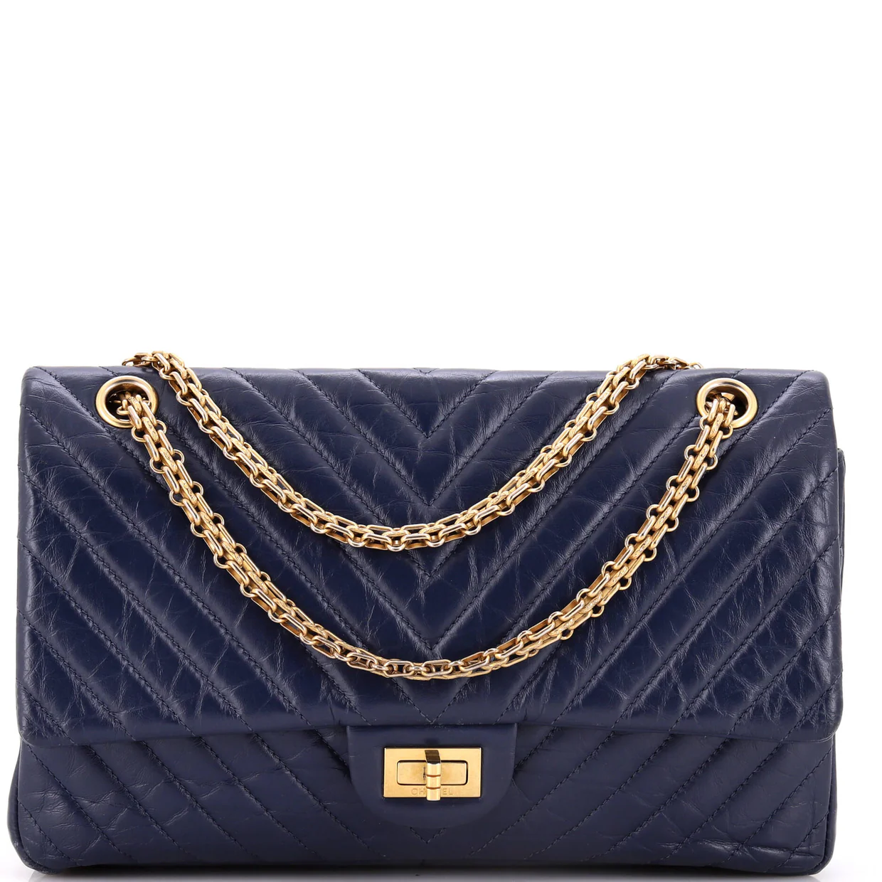 Reissue 2.55 Flap Bag Chevron Aged Calfskin 226 - Deep Luxury