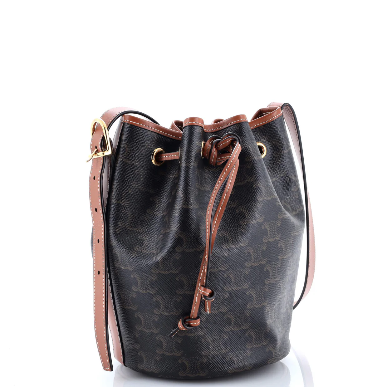 Drawstring Bucket Bag Triomphe Coated Canvas Small - Deep Luxury