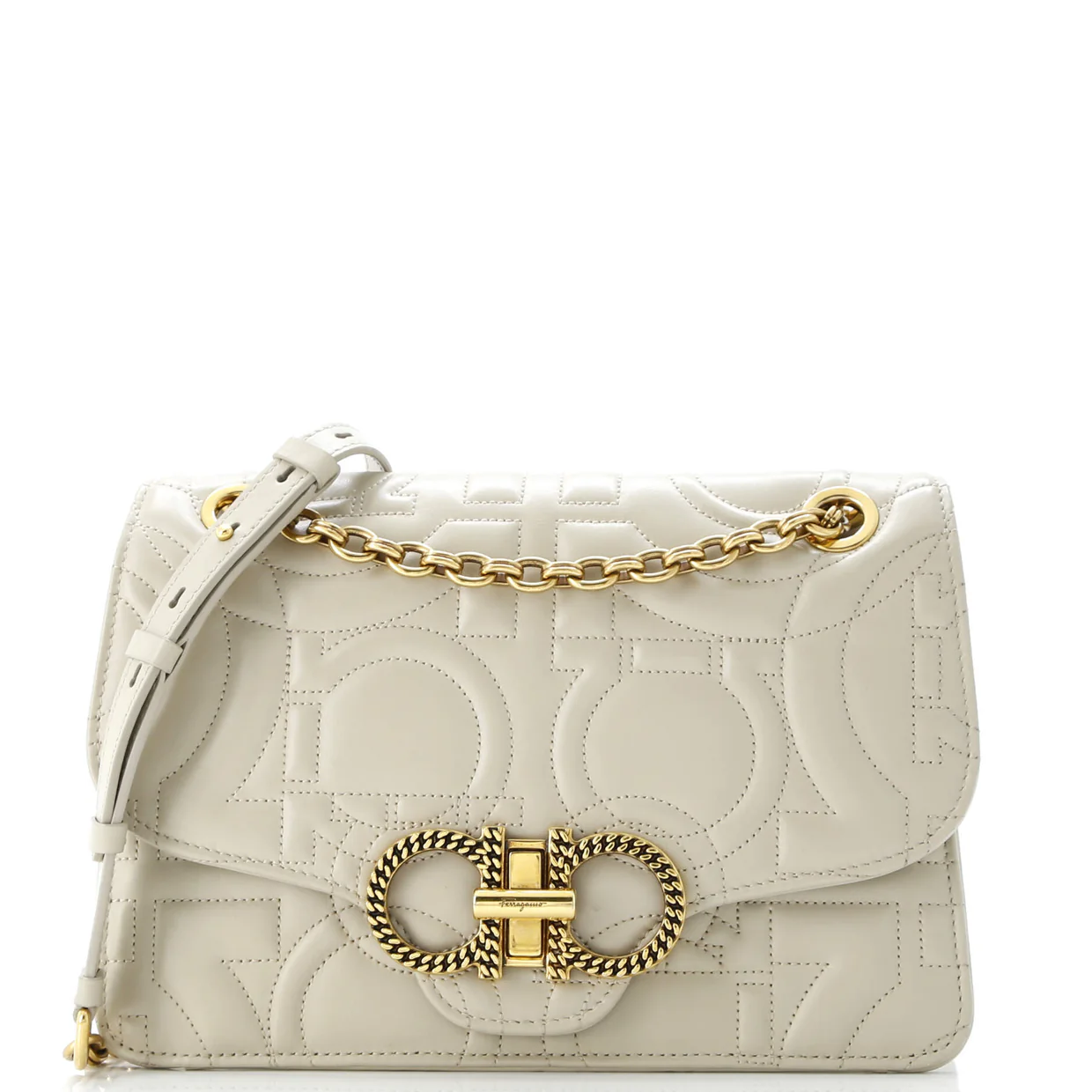 Gancini Turnlock Flap Bag Gancini Quilted Leather Medium - Deep Luxury