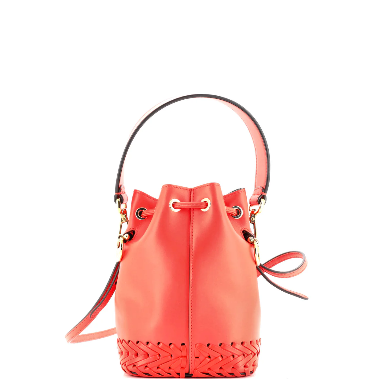 Mon Tresor Bucket Bag Leather with Whipstitch Detail Mini - Deep Luxury