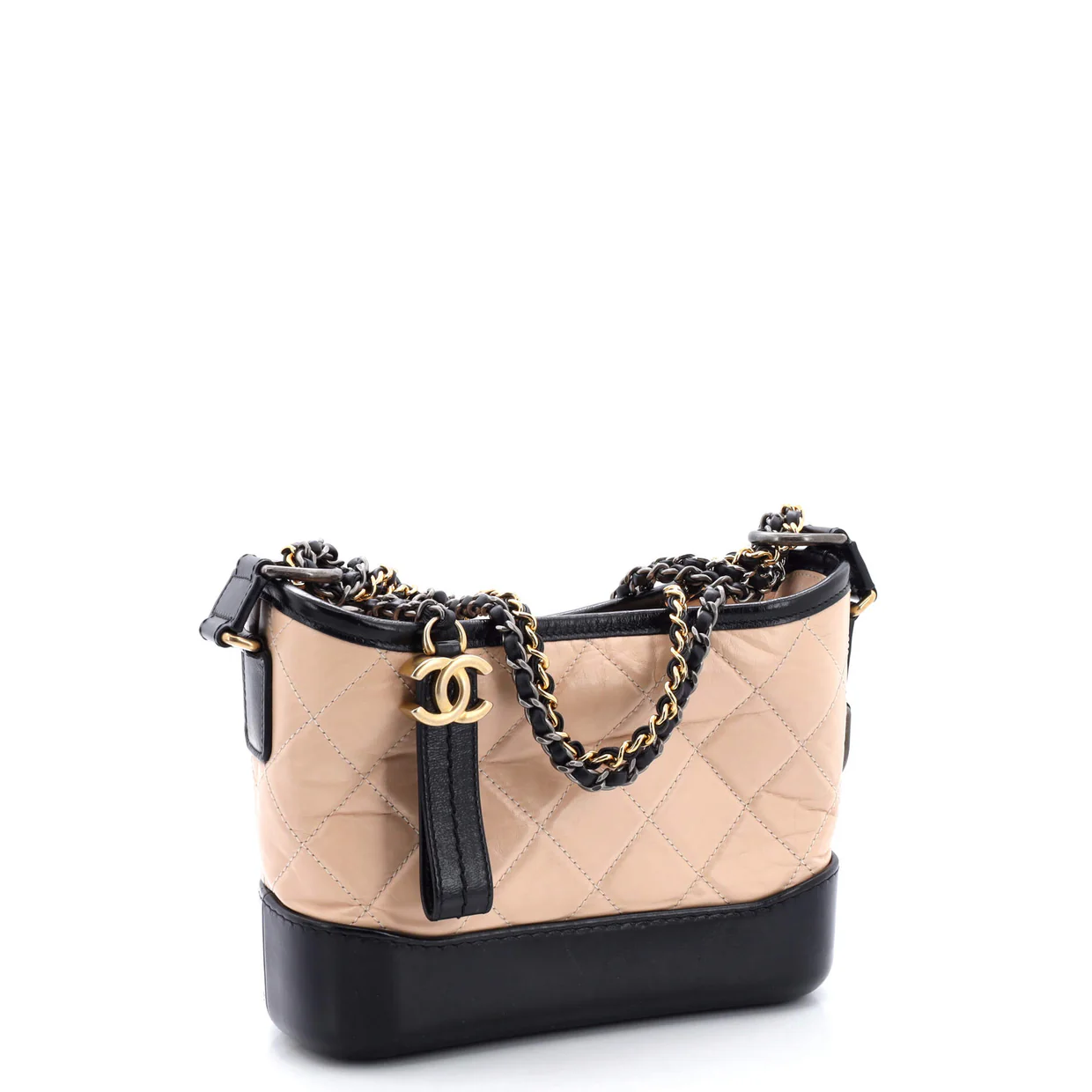 Bicolor Gabrielle Hobo Quilted Aged Calfskin Small - Deep Luxury