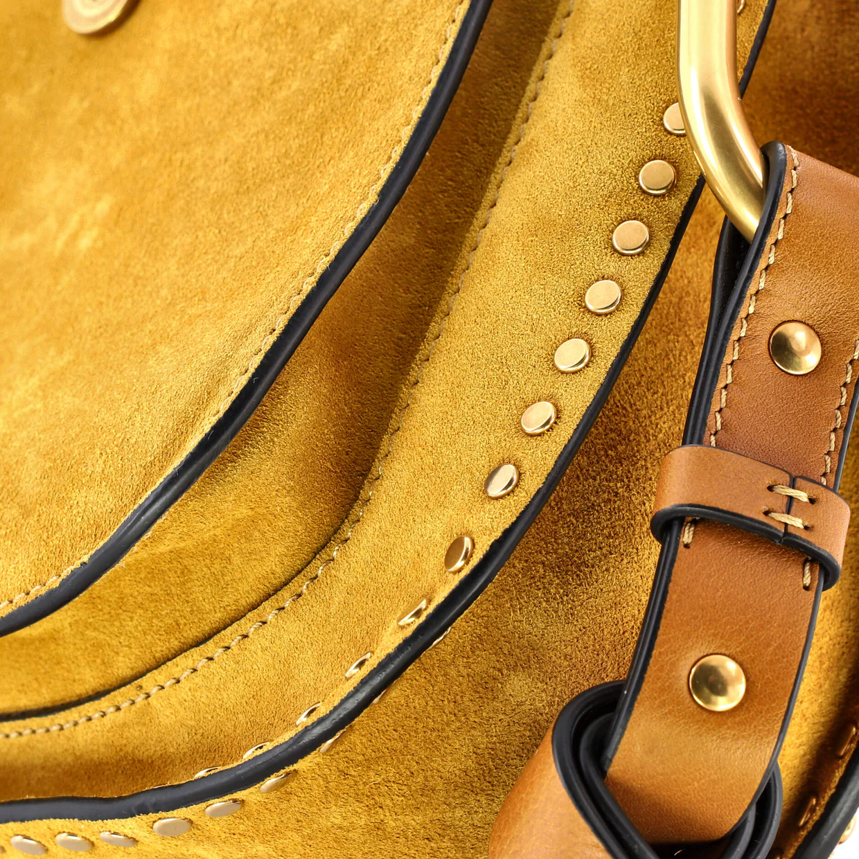 Hudson Handbag Whipstitch Suede Small - Deep Luxury