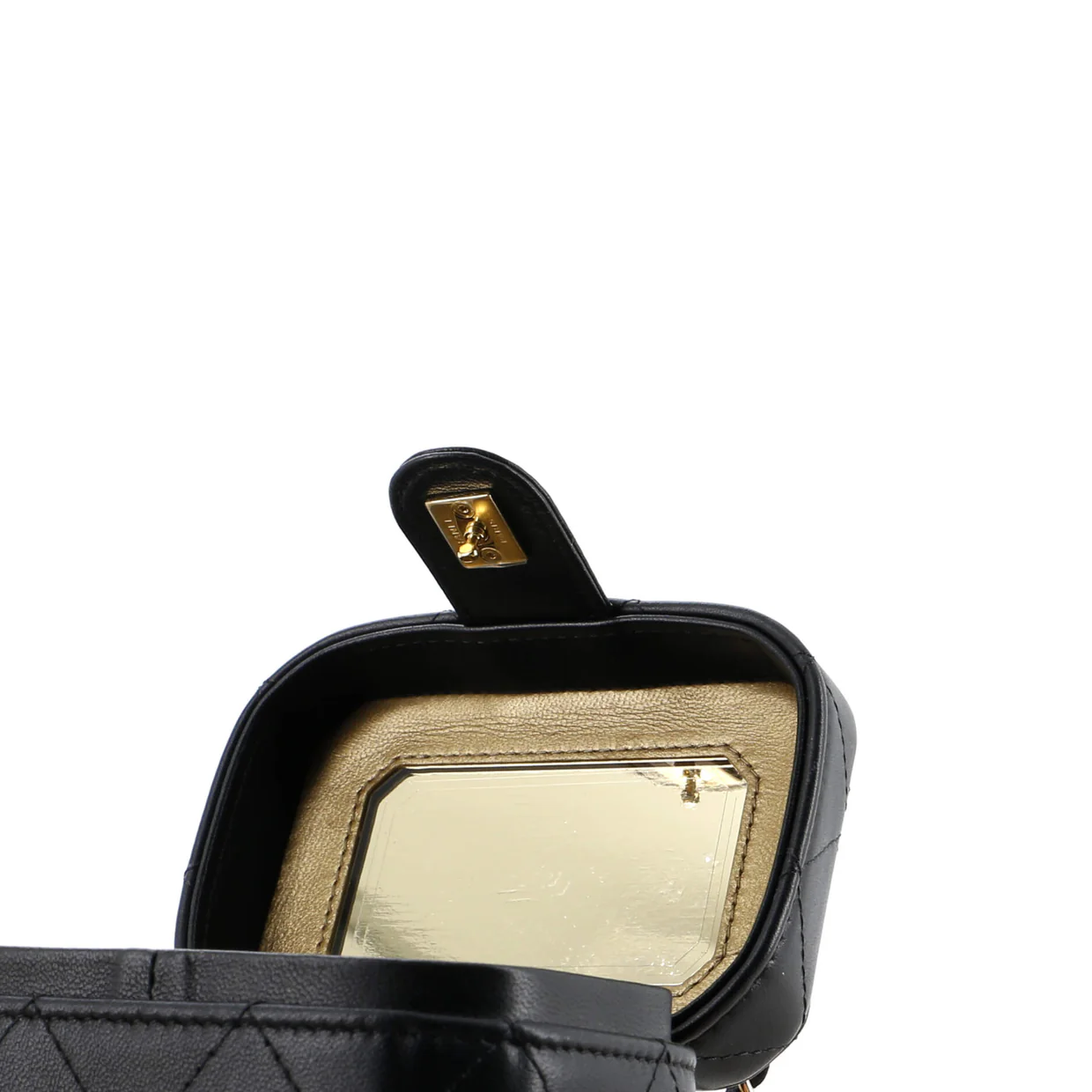 CC Turnlock Box Vanity Case with Chain Quilted Lambskin Mini - Deep Luxury