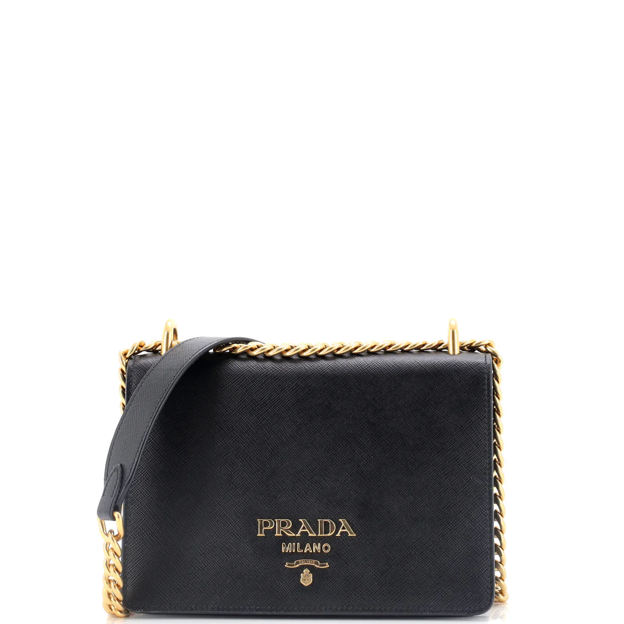 Chain Flap Bag Saffiano Leather Small - Deep Luxury