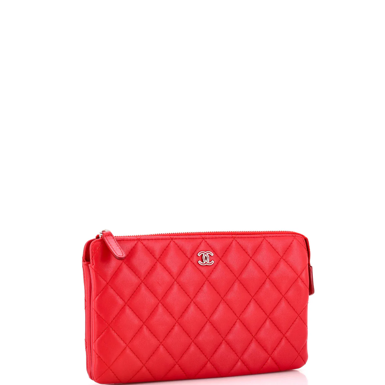 Classic Double Pocket Zip Pouch Quilted Lambskin Small - Deep Luxury