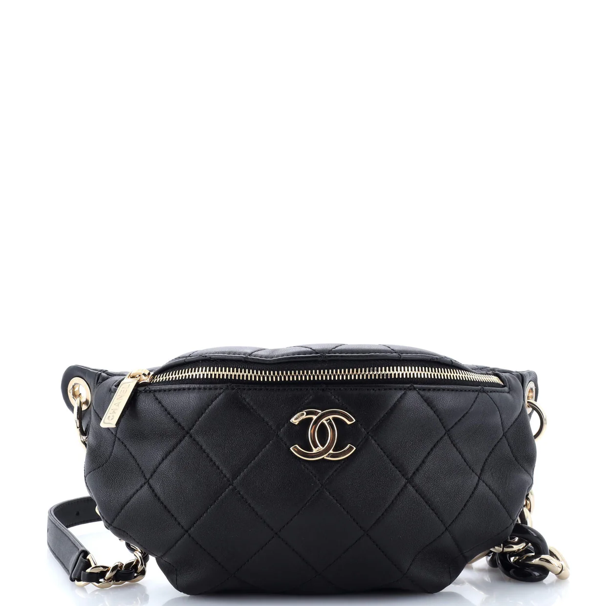 Resin Elegant Chain Belt Bag Quilted Lambskin - Deep Luxury