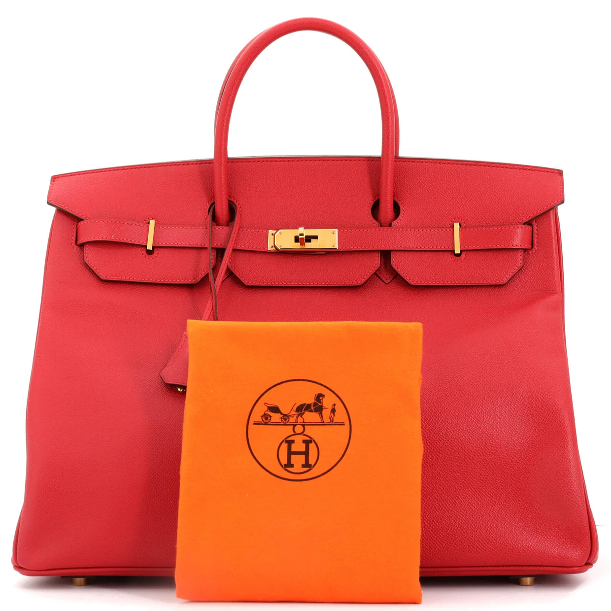 Birkin Handbag Rouge Vif Veau Grain Lisse with Gold Hardware 40 - Deep Luxury