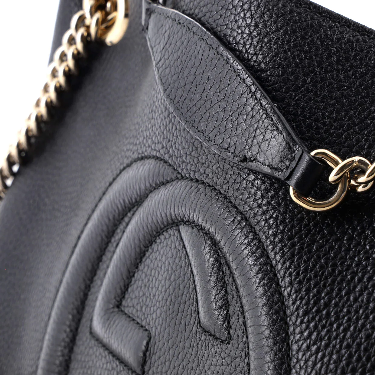 Soho Chain Strap Shoulder Bag Leather Medium - Deep Luxury