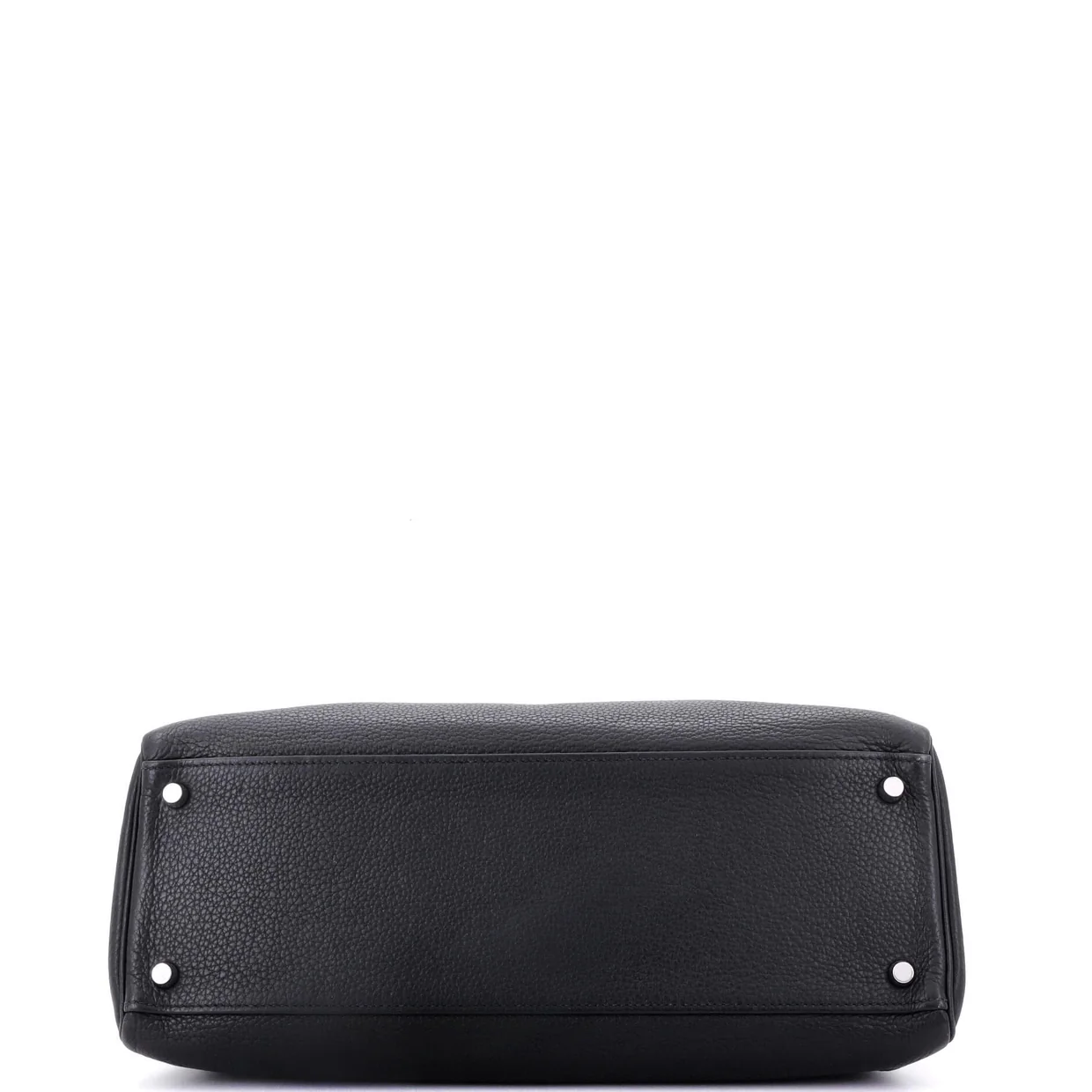 Kelly Handbag Noir Clemence with Palladium Hardware 35 - Deep Luxury