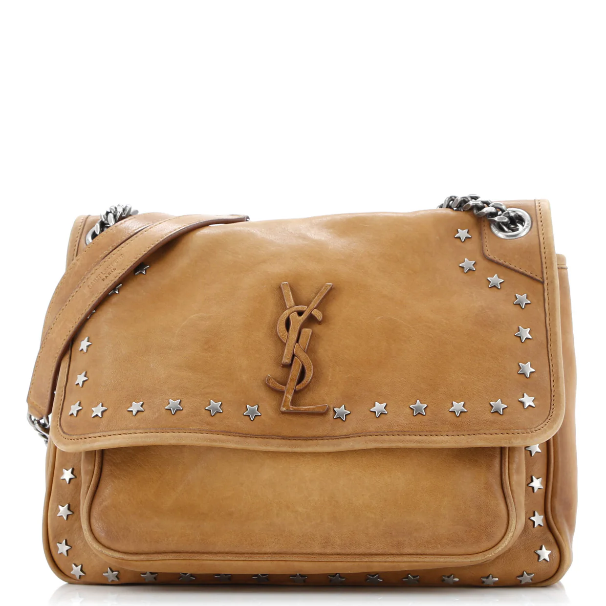 Niki Chain Flap Bag Studded Leather Medium - Deep Luxury