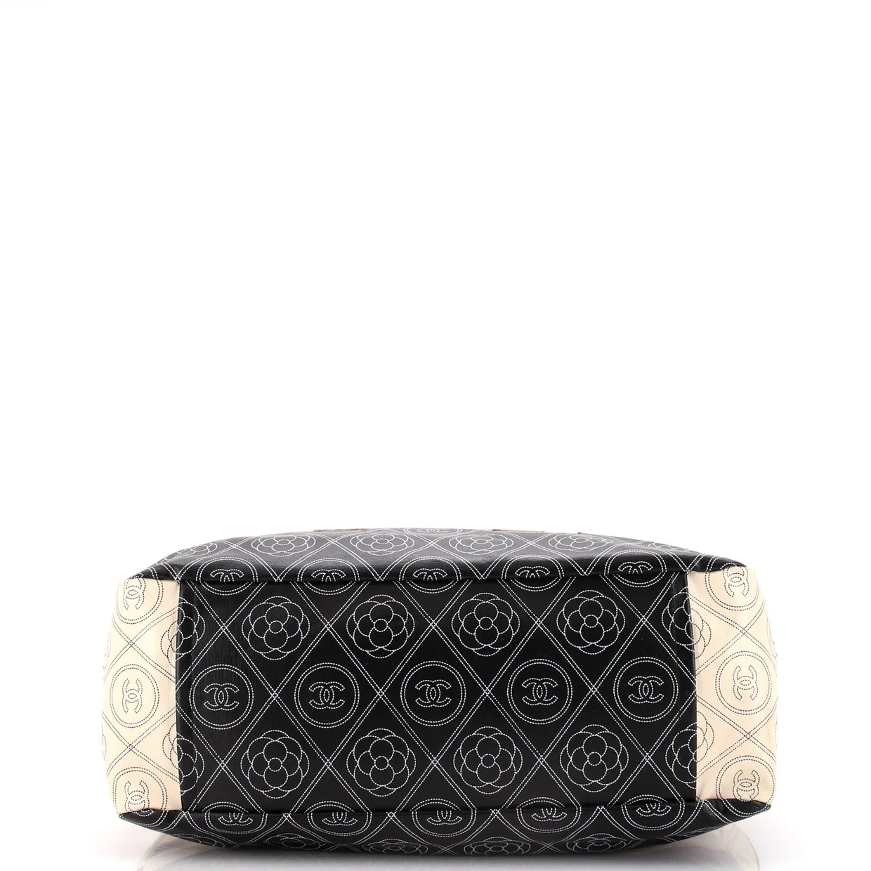 Logo Camellia Shopping Tote Printed Coated Canvas Medium - Deep Luxury