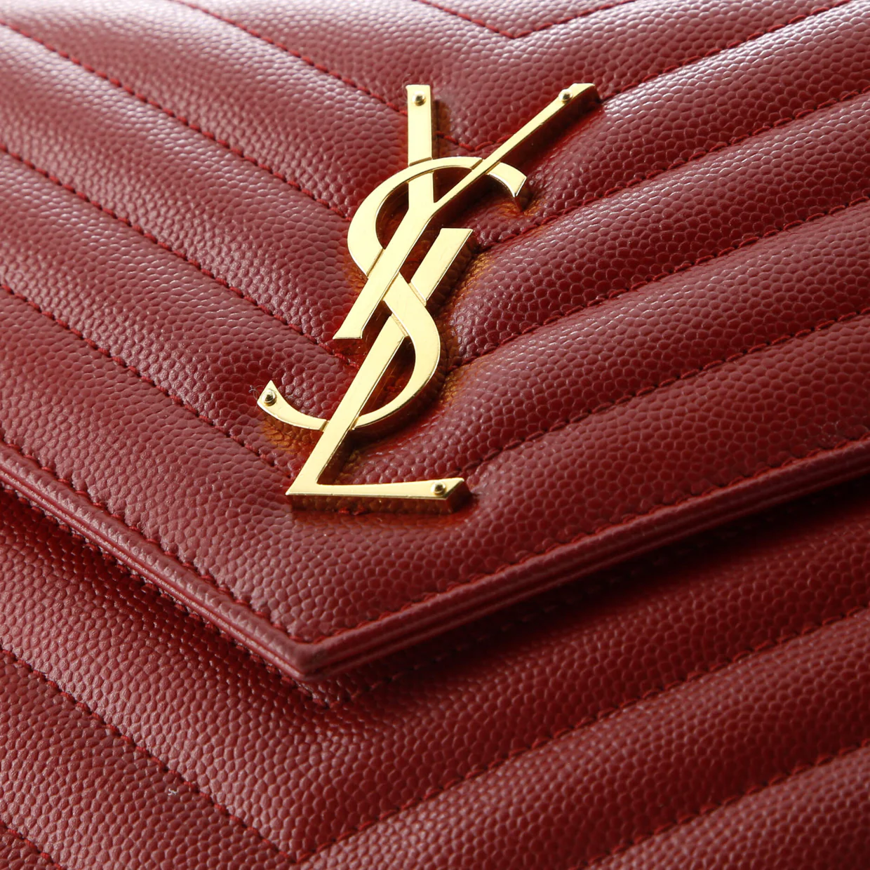 Classic Monogram Wallet on Chain Matelasse Chevron Leather Medium - Deep Luxury