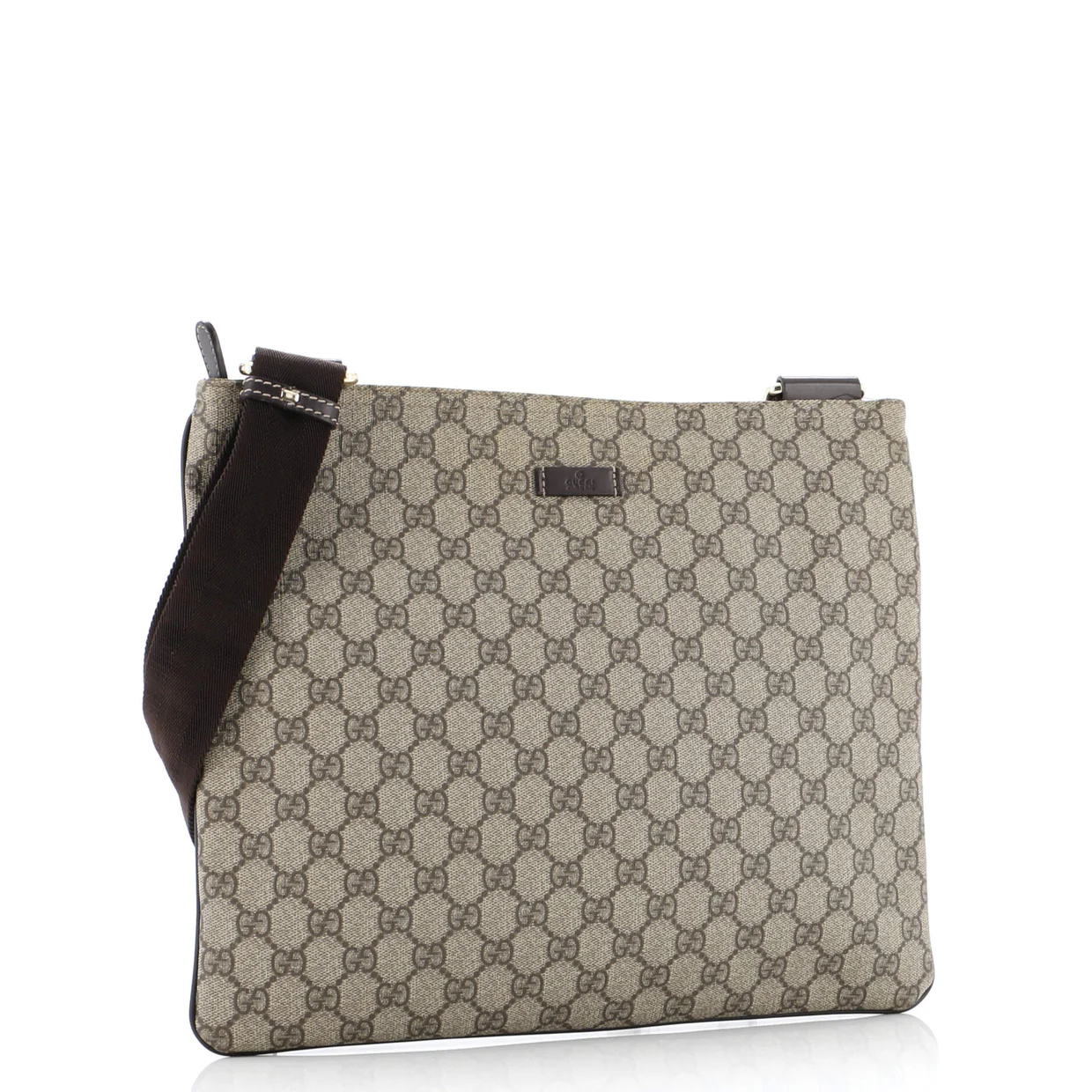 Zip Top Messenger Bag GG Coated Canvas Large - Deep Luxury