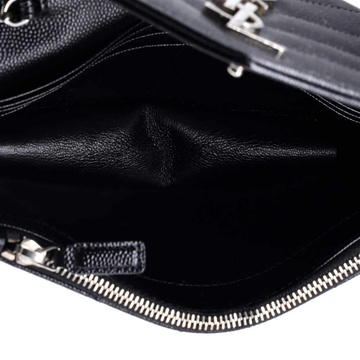 Classic Monogram Wallet on Chain Matelasse Chevron Metallic Leather Small - Deep Luxury