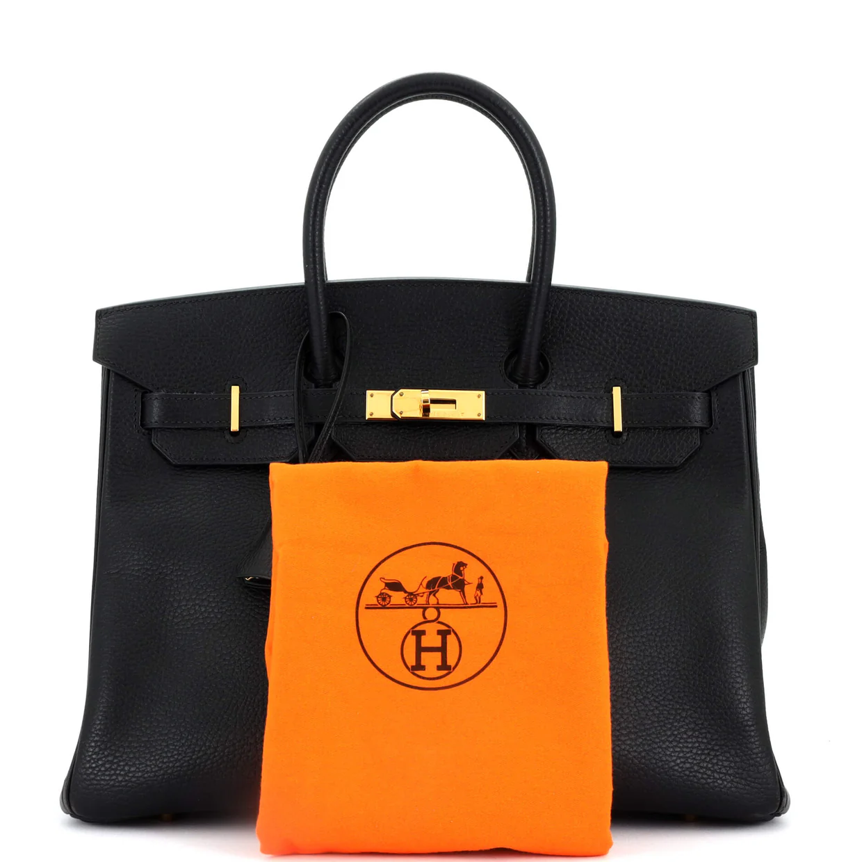 Birkin Handbag Noir Ardennes with Gold Hardware 35 - Deep Luxury