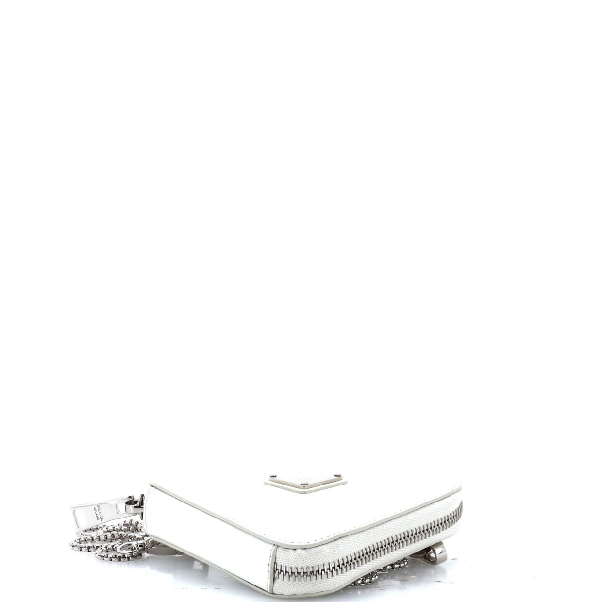 Triangle Pouch Bag with Chain Brushed Leather Mini - Deep Luxury
