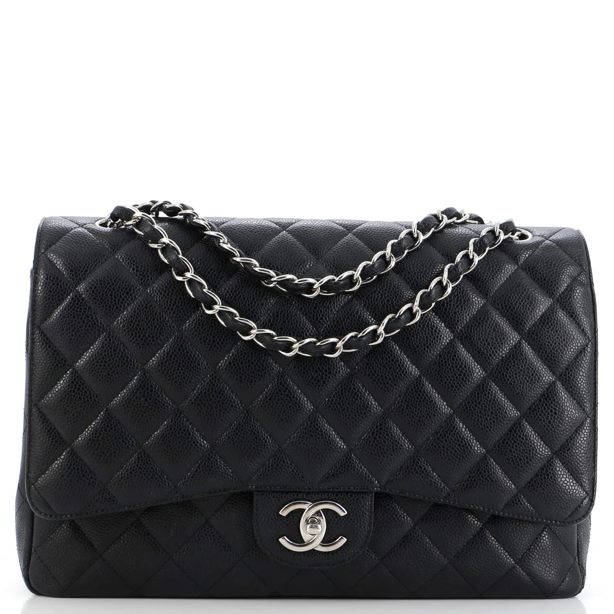 Classic Double Flap Bag Quilted Caviar Maxi - Deep Luxury