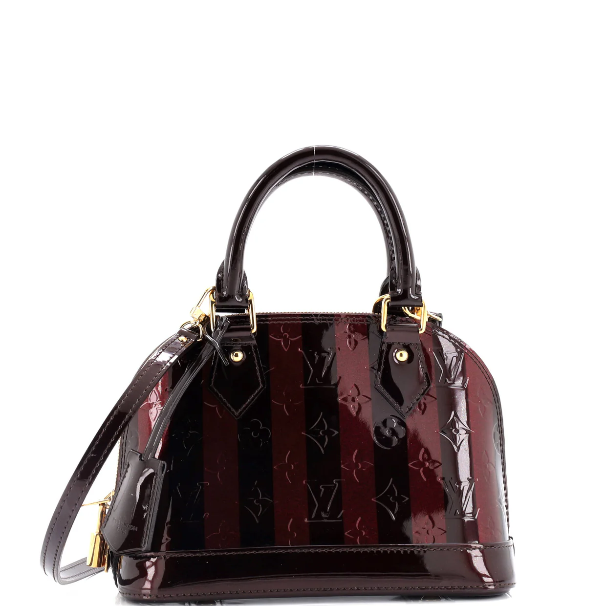 Alma Handbag Limited Edition Monogram Vernis Rayures BB - Deep Luxury