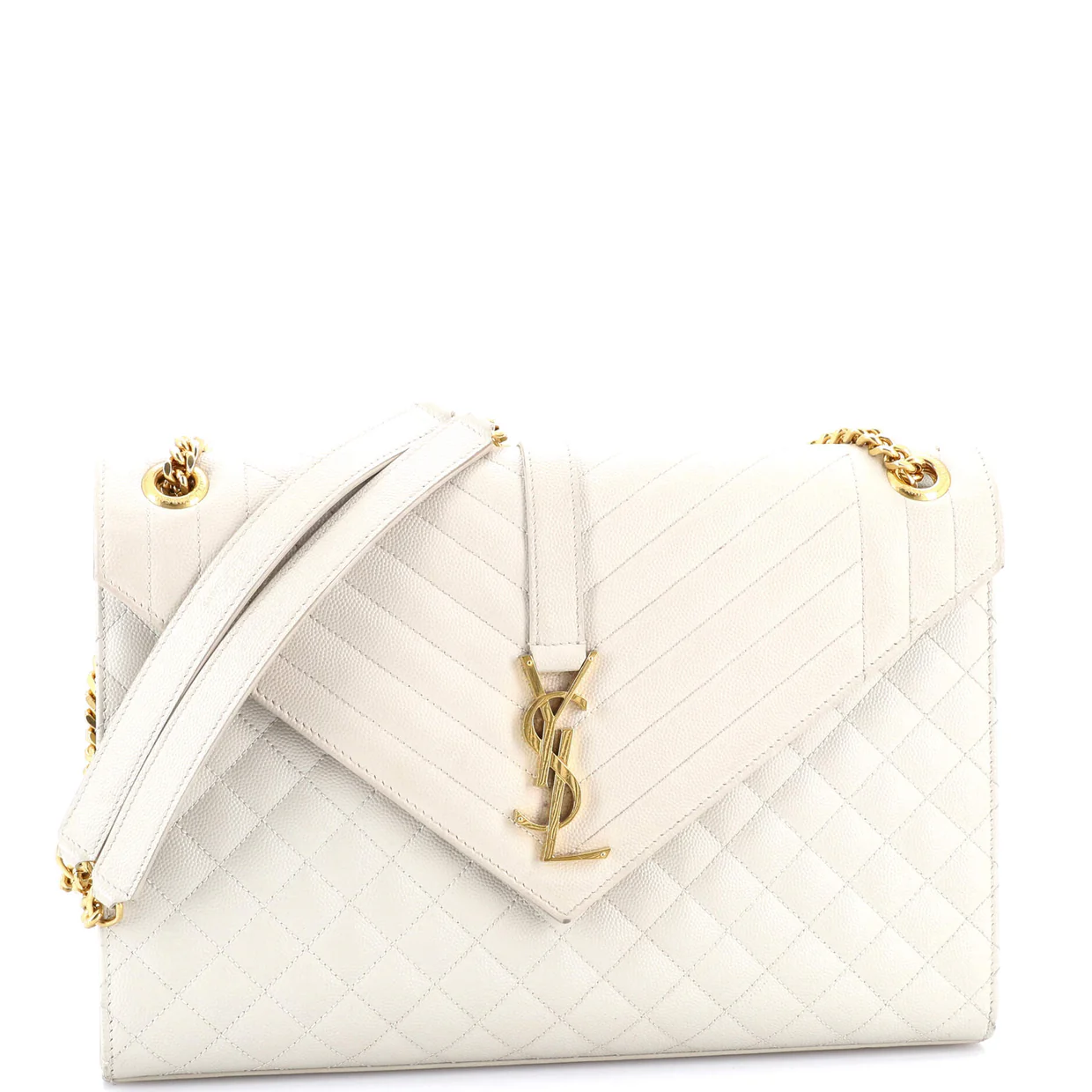 Classic Monogram Envelope Satchel Mixed Matelasse Leather Large - Deep Luxury
