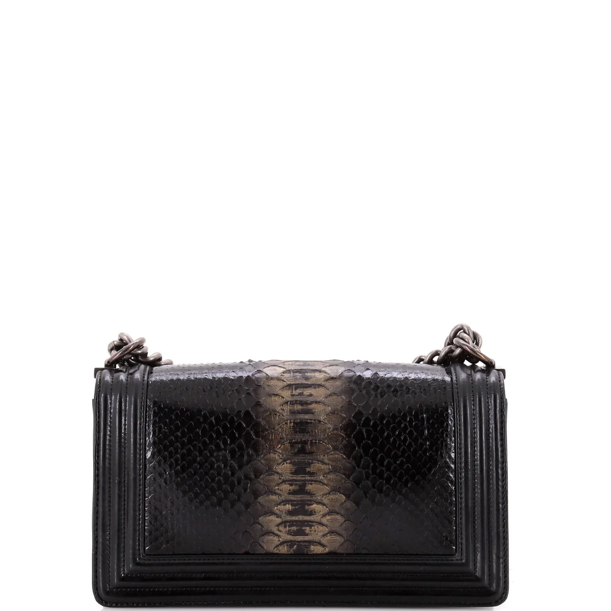 Boy Flap Bag Python and Patent Old Medium - Deep Luxury