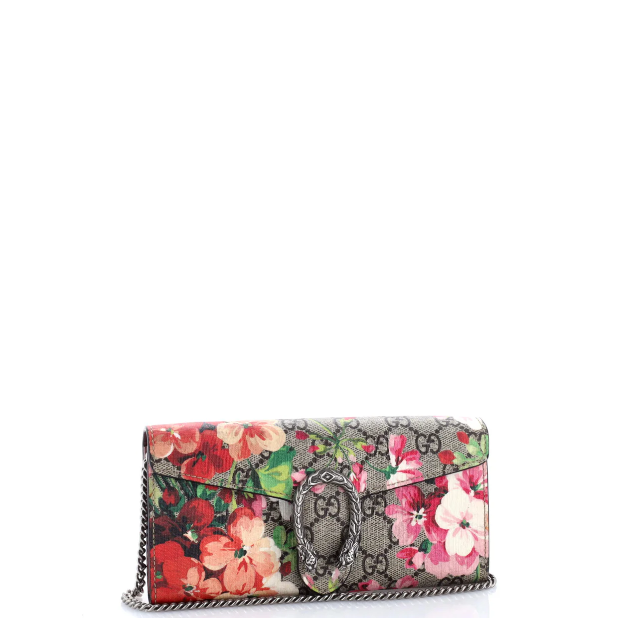 Dionysus Chain Wallet Blooms Print GG Coated Canvas Long - Deep Luxury