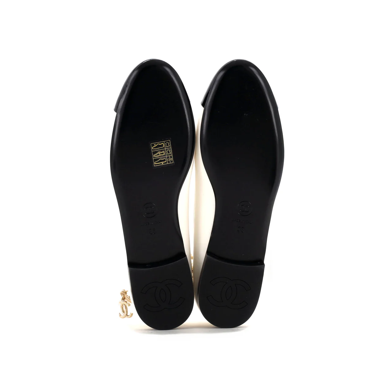 Women's Cap Toe Ankle Chain Ballerina Flats Leather - Deep Luxury
