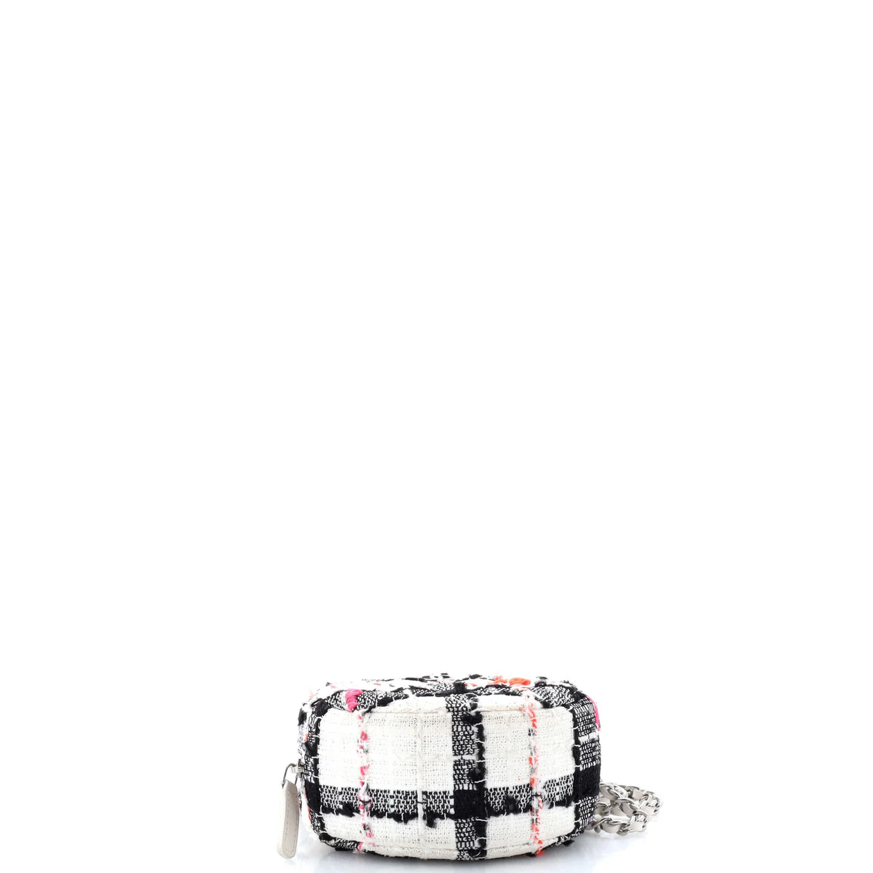 Round Clutch with Chain Quilted Tweed Mini - Deep Luxury