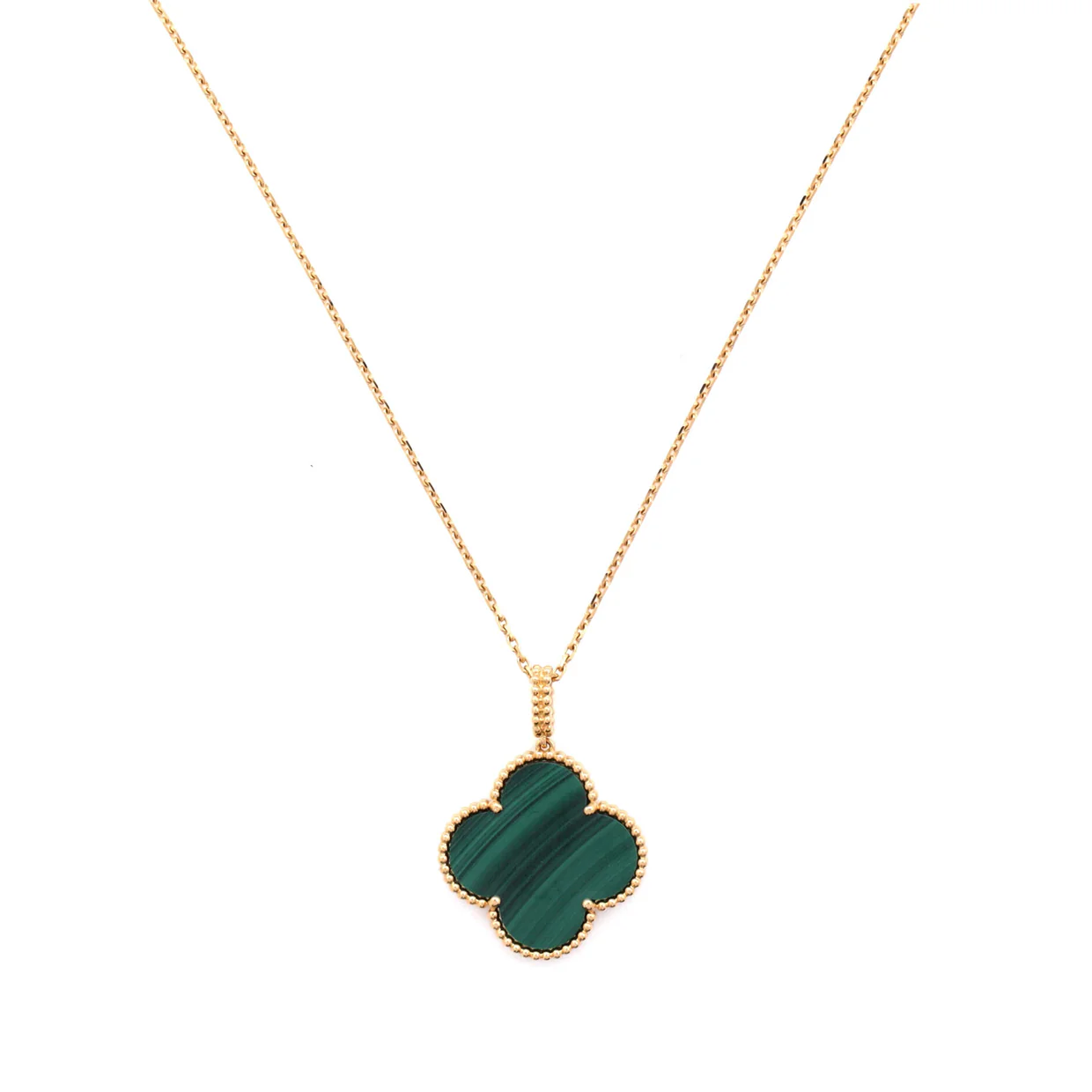 Magic Alhambra Pendant Necklace 18K Yellow Gold and Malachite - Deep Luxury