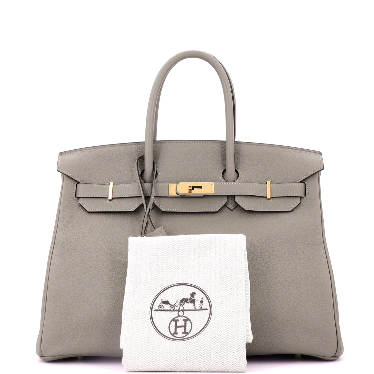 Birkin Handbag Grey Togo with Gold Hardware 35 - Deep Luxury