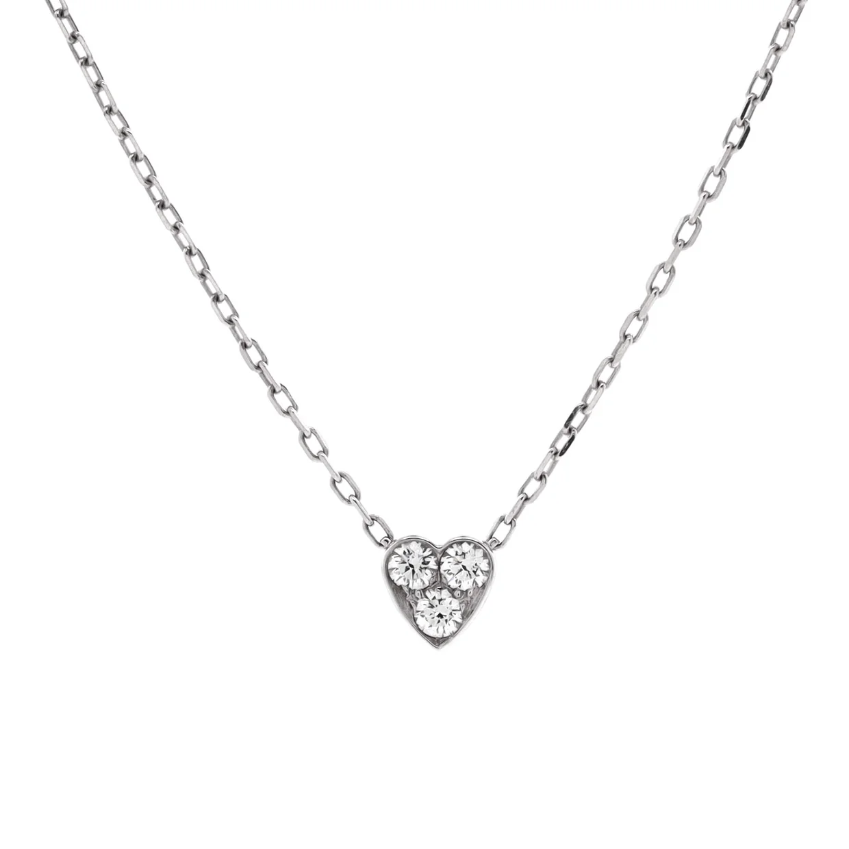 Etincelle de Cartier Heart Pendant Necklace 18K White Gold with Diamonds Mini - Deep Luxury