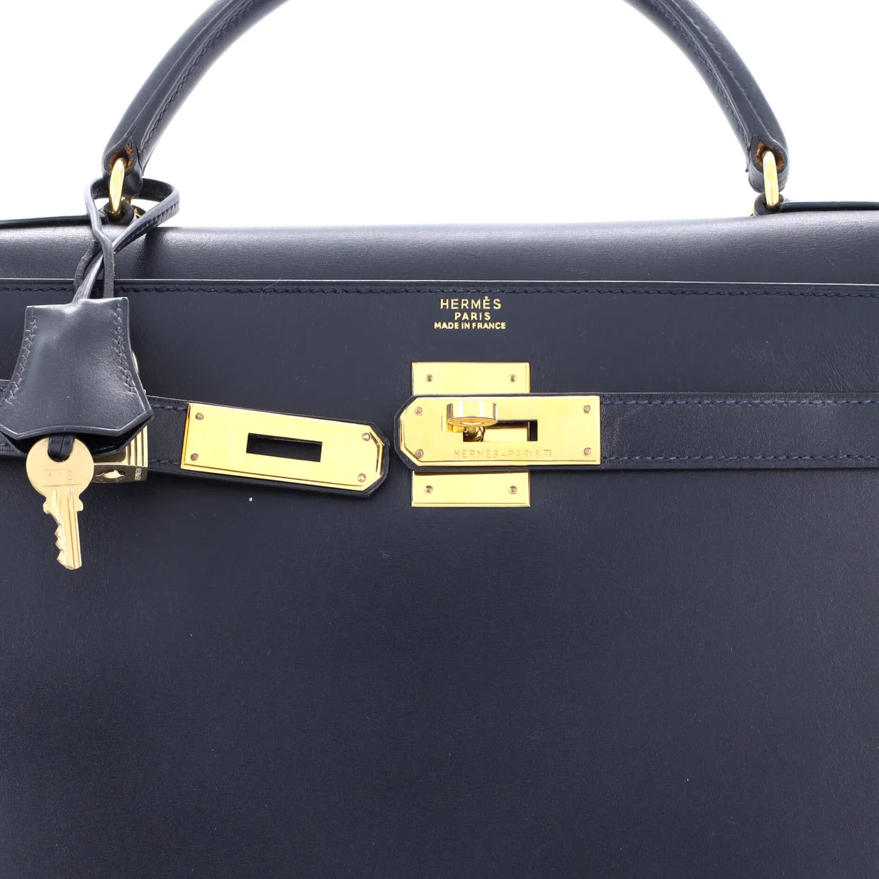 Kelly Handbag Bleu Marine Box Calf with Gold Hardware 32 - Deep Luxury