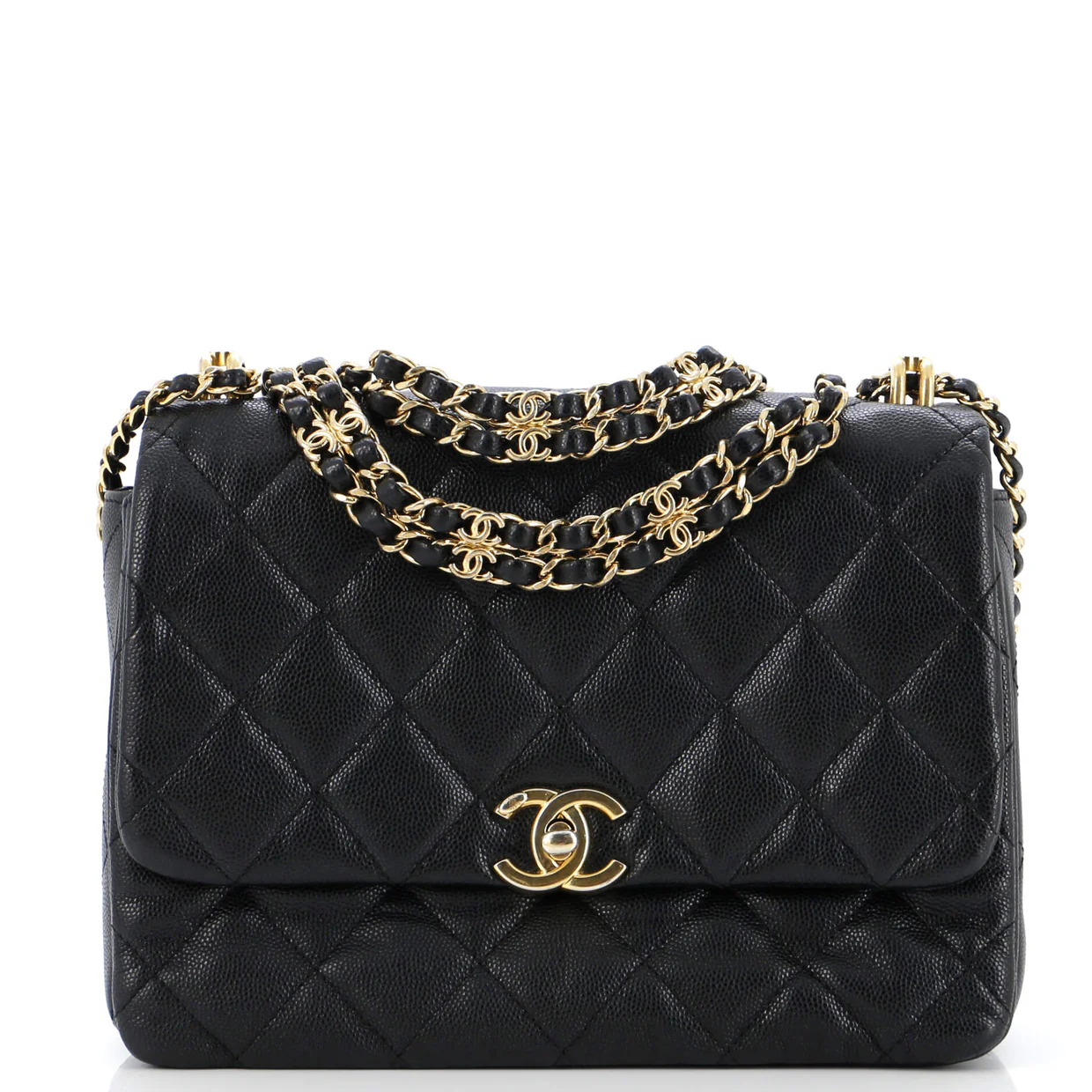 Coco First Flap Bag Quilted Caviar Small - Deep Luxury