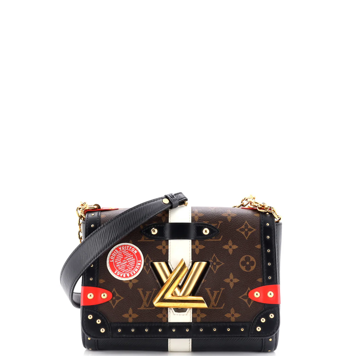 Twist Handbag Studded Epi Leather and Monogram Canvas MM - Deep Luxury