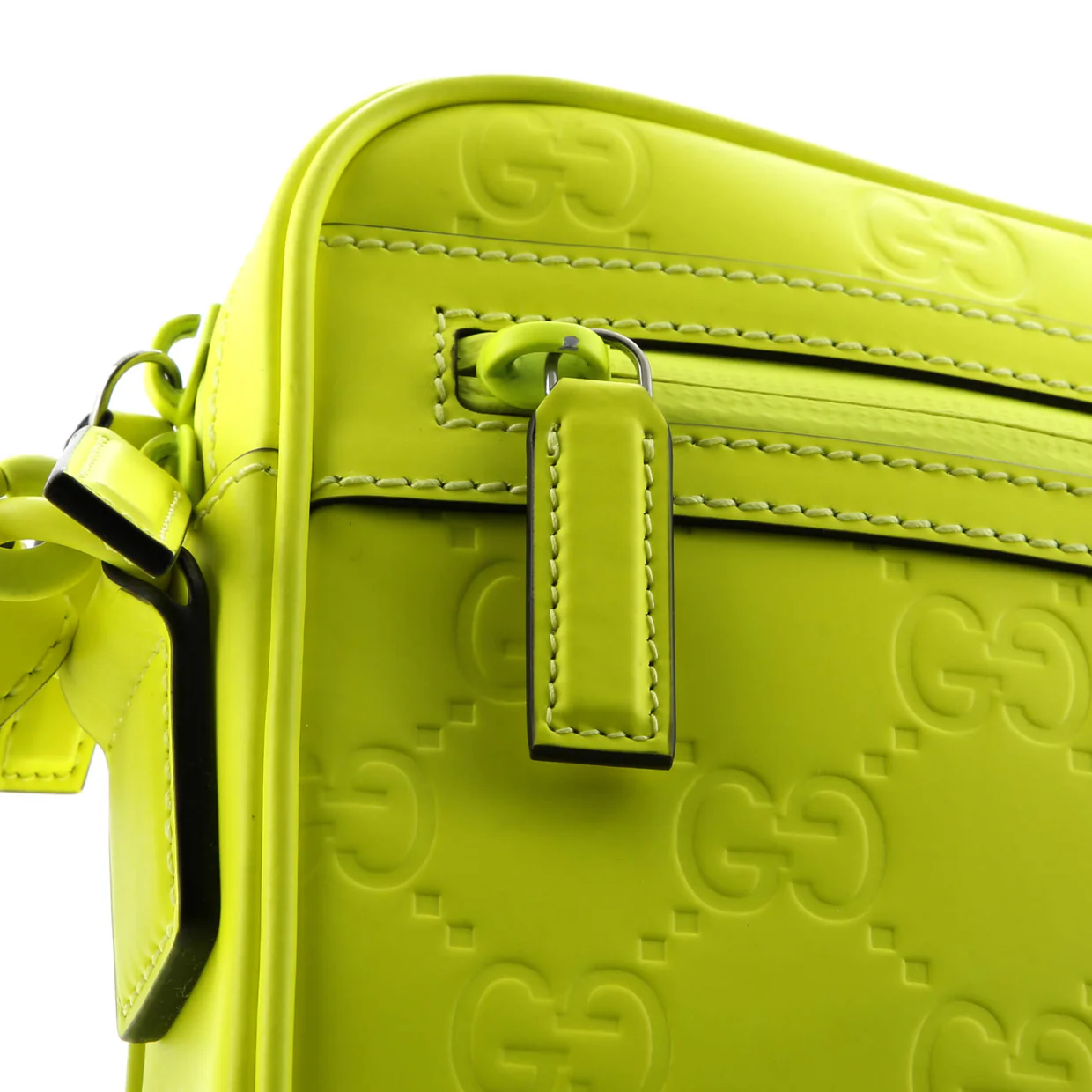 Front Zip Crossbody Bag GG Rubber Effect Leather Small - Deep Luxury