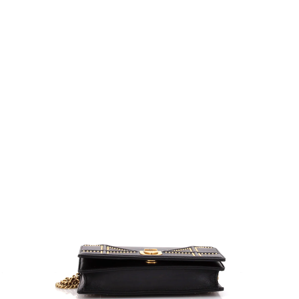 Diorama Wallet on Chain Studded Leather - Deep Luxury