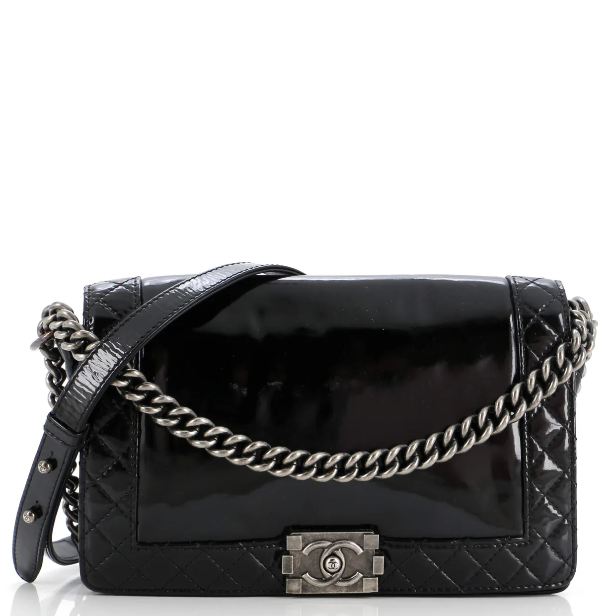 Reverso Boy Flap Bag Patent New Medium - Deep Luxury