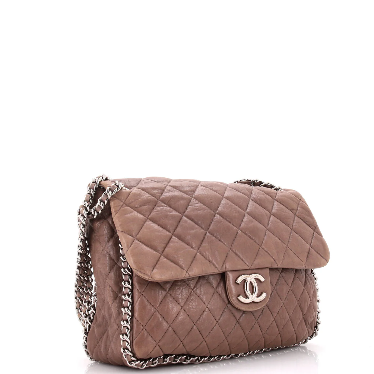 Chain Around Flap Bag Quilted Leather Maxi - Deep Luxury