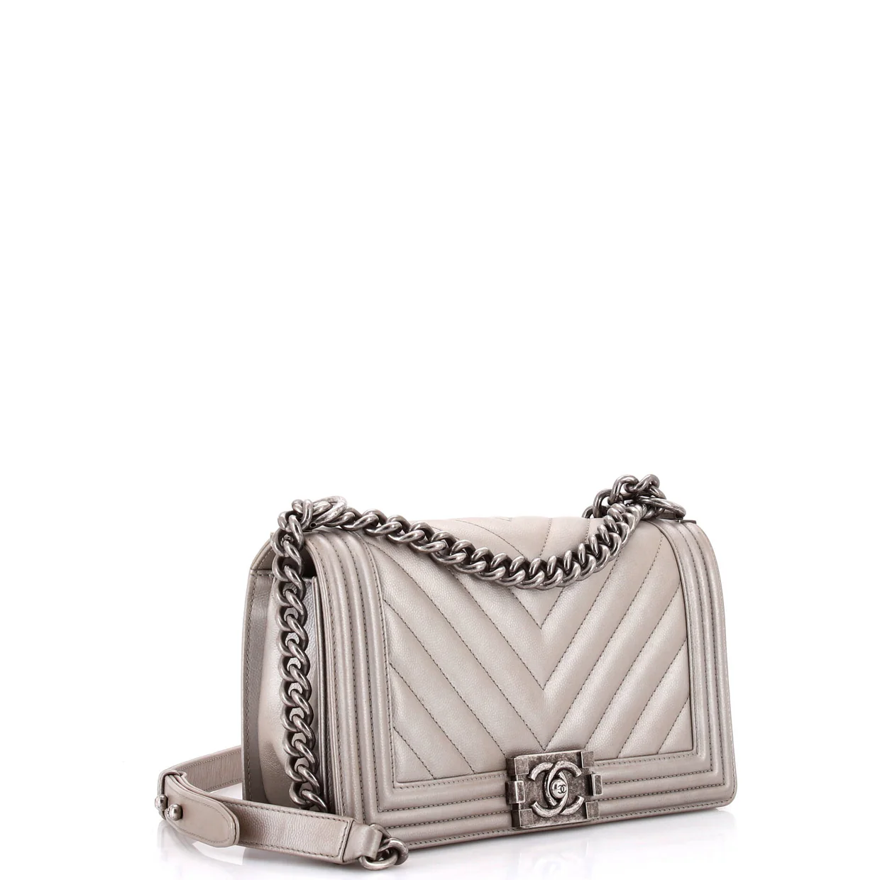 Boy Flap Bag Chevron Caviar Old Medium - Deep Luxury