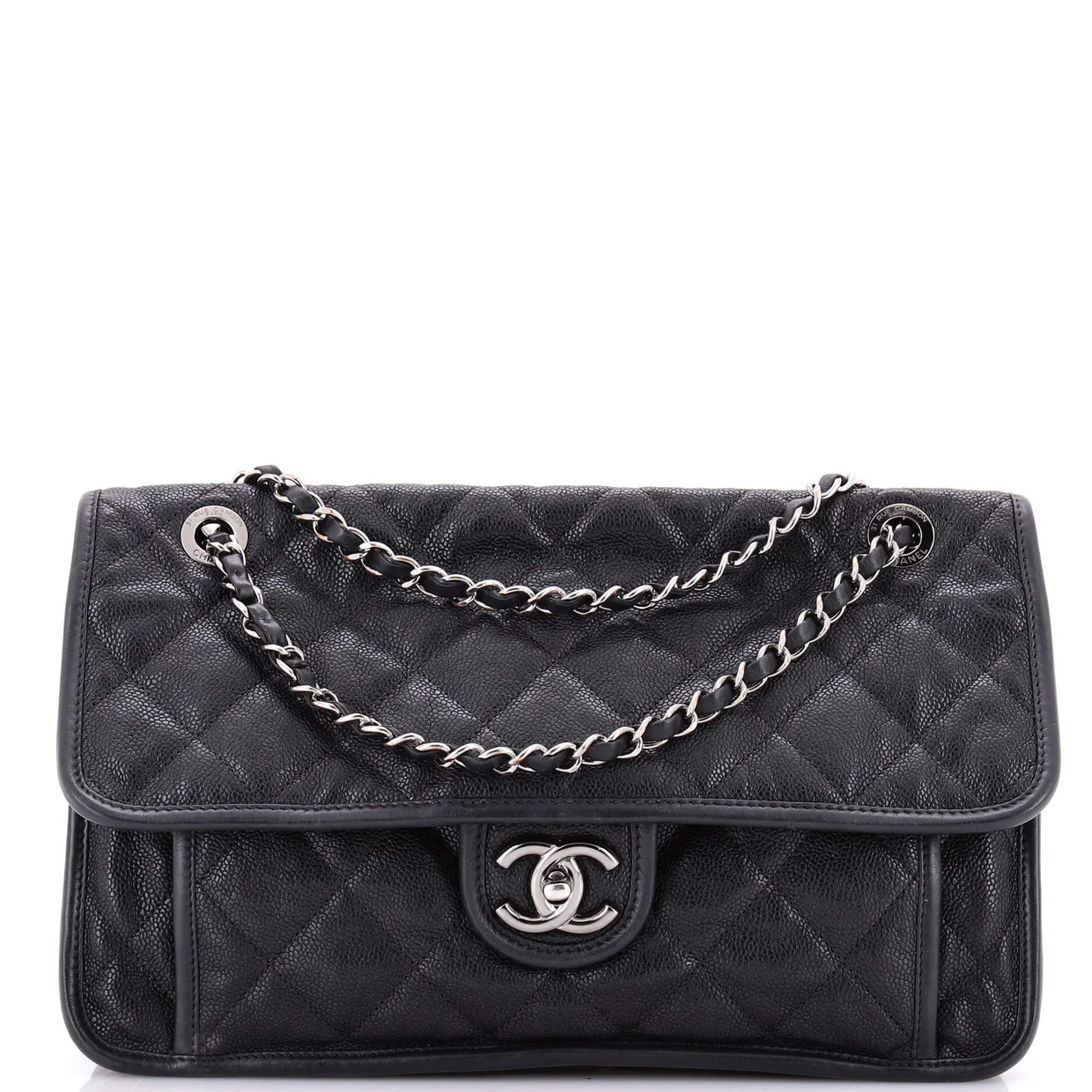 French Riviera Flap Bag Quilted Caviar Large - Deep Luxury