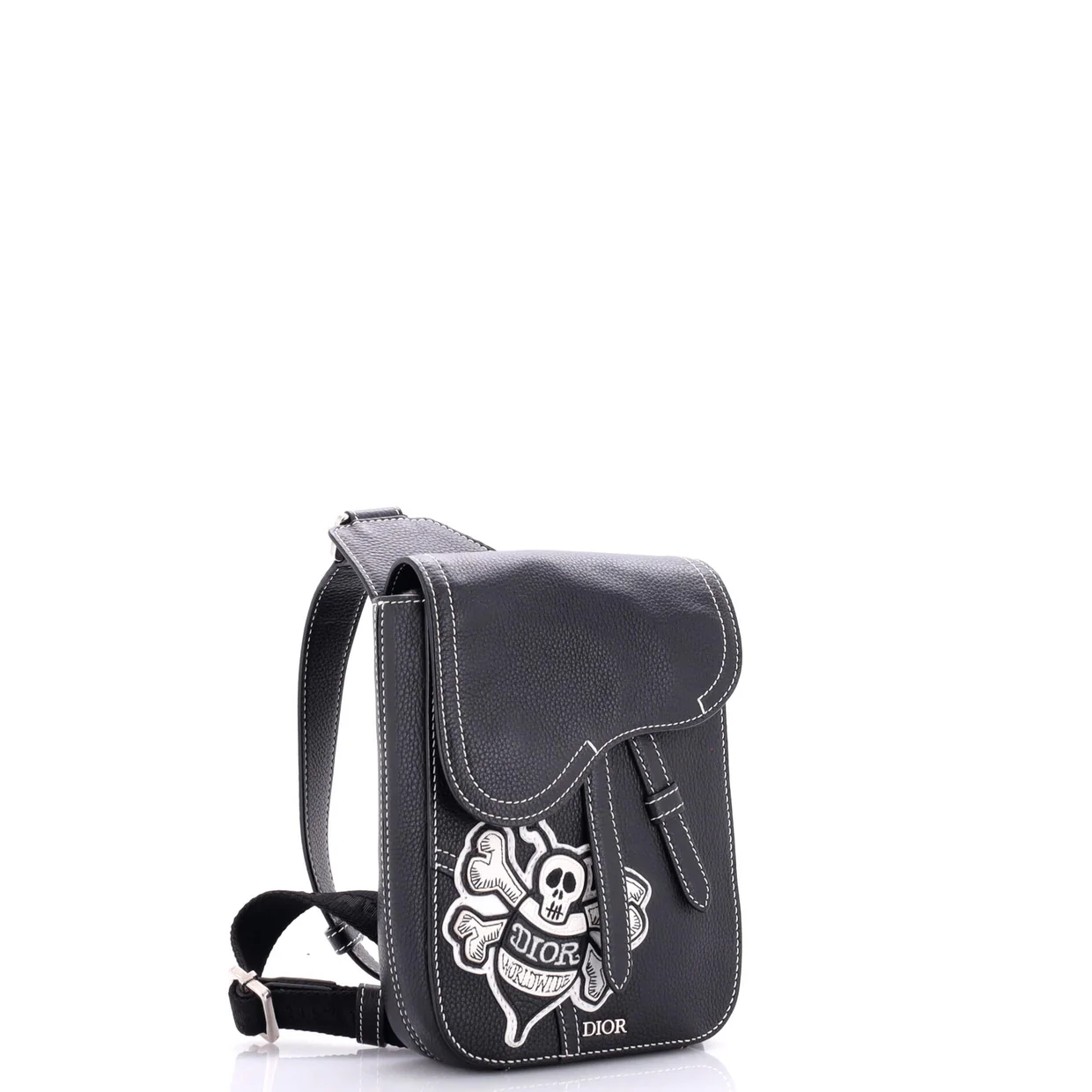 Stussy Saddle Messenger Pouch Leather with Applique - Deep Luxury