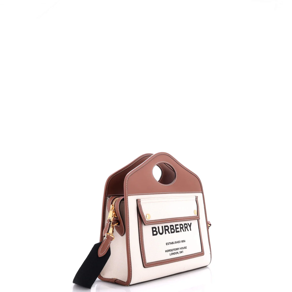 Logo Pocket Tote Canvas with Leather Small - Deep Luxury