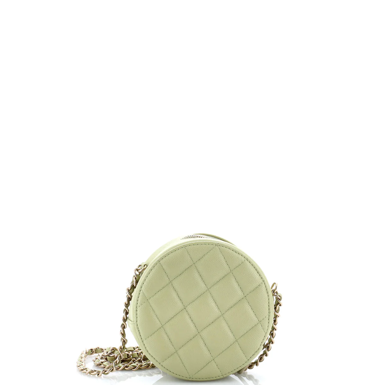 French New Wave Round Clutch with Chain Quilted Caviar - Deep Luxury